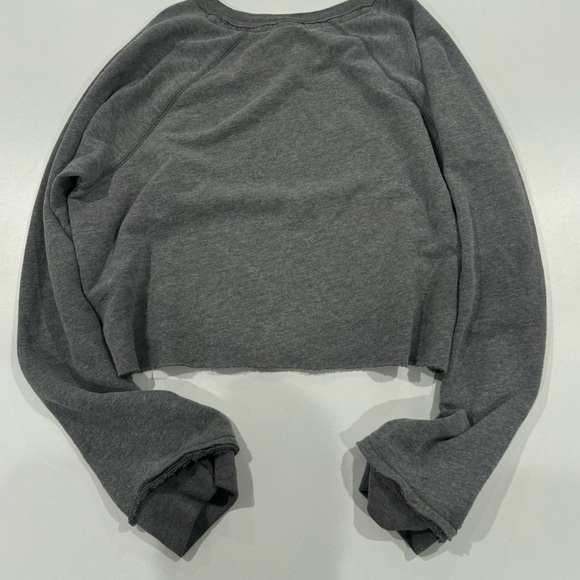 Hollister grey Sweatshirt with White Palm Print crop top soft comfy size S - Picture 5 of 7